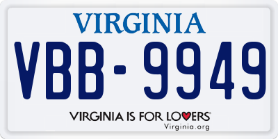 VA license plate VBB9949