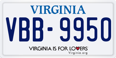 VA license plate VBB9950