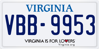 VA license plate VBB9953
