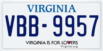 VA license plate VBB9957