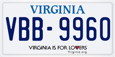VA license plate VBB9960