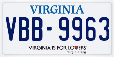 VA license plate VBB9963