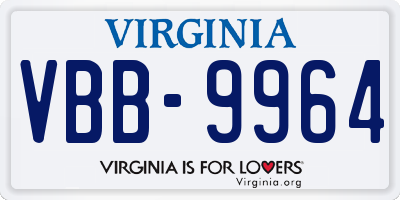 VA license plate VBB9964