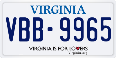 VA license plate VBB9965