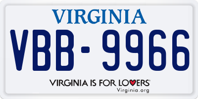 VA license plate VBB9966