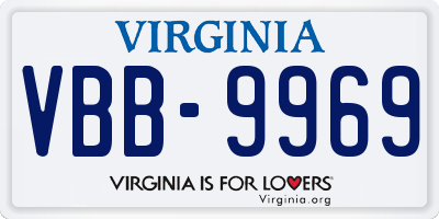 VA license plate VBB9969