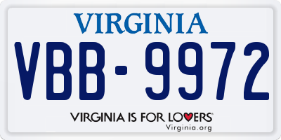 VA license plate VBB9972
