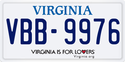 VA license plate VBB9976