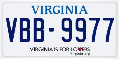 VA license plate VBB9977