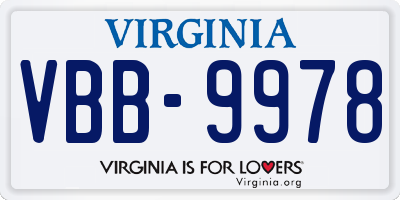 VA license plate VBB9978