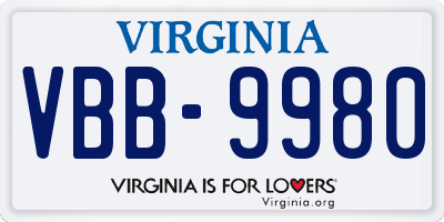 VA license plate VBB9980