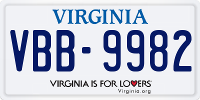 VA license plate VBB9982