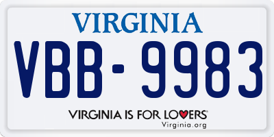 VA license plate VBB9983