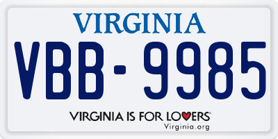 VA license plate VBB9985