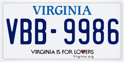 VA license plate VBB9986