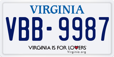 VA license plate VBB9987