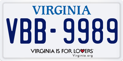VA license plate VBB9989