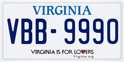 VA license plate VBB9990