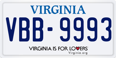 VA license plate VBB9993