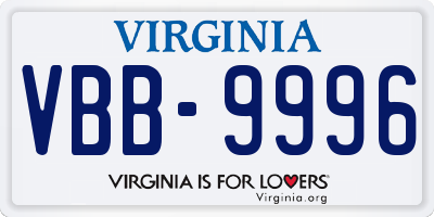 VA license plate VBB9996