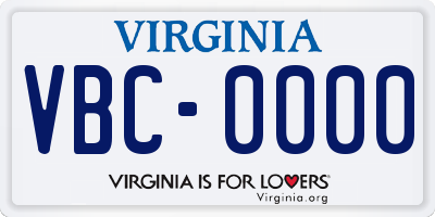 VA license plate VBC0000