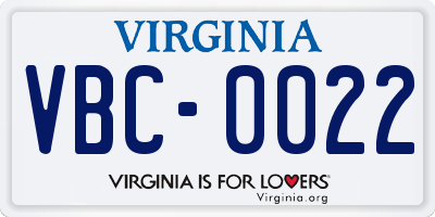 VA license plate VBC0022