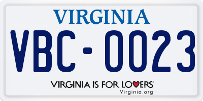 VA license plate VBC0023