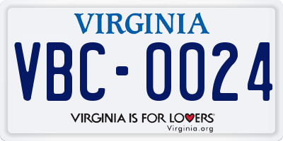 VA license plate VBC0024