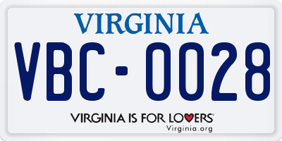 VA license plate VBC0028