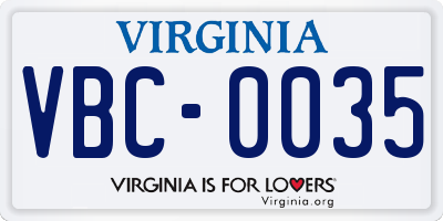 VA license plate VBC0035