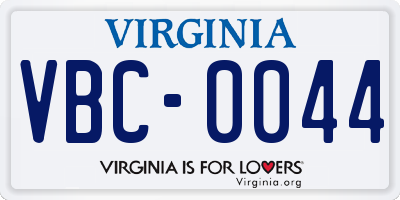 VA license plate VBC0044