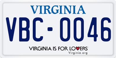 VA license plate VBC0046
