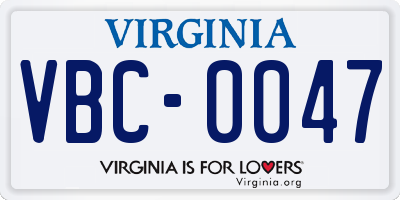 VA license plate VBC0047