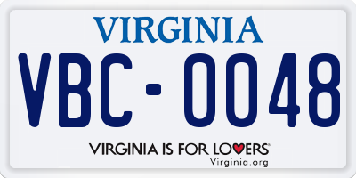 VA license plate VBC0048