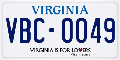 VA license plate VBC0049