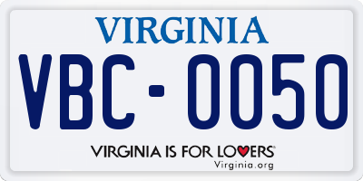 VA license plate VBC0050