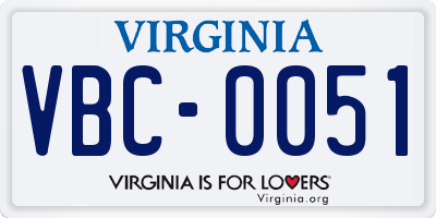 VA license plate VBC0051