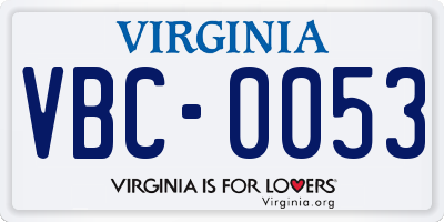 VA license plate VBC0053