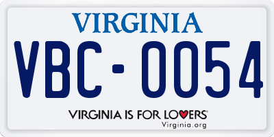 VA license plate VBC0054