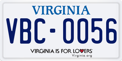 VA license plate VBC0056