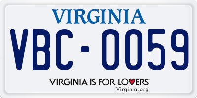 VA license plate VBC0059