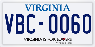 VA license plate VBC0060