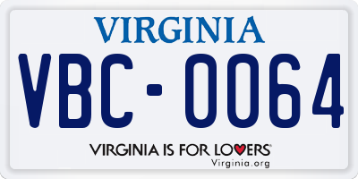 VA license plate VBC0064