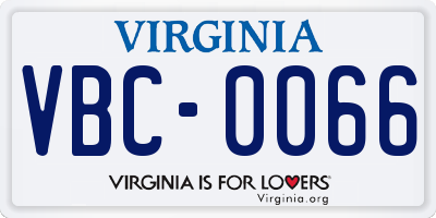 VA license plate VBC0066
