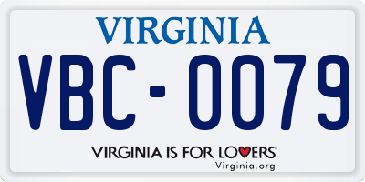 VA license plate VBC0079