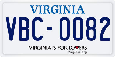 VA license plate VBC0082