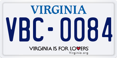 VA license plate VBC0084