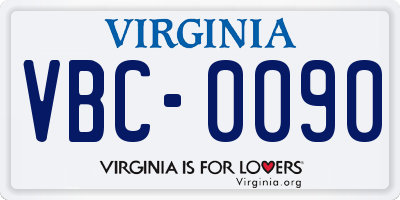 VA license plate VBC0090