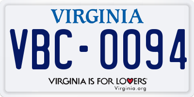 VA license plate VBC0094