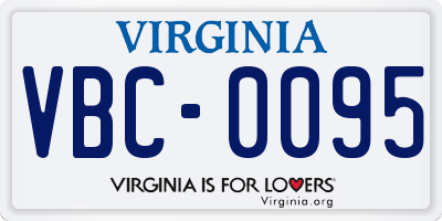 VA license plate VBC0095